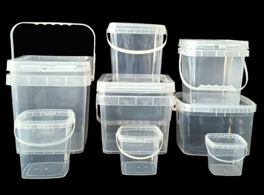 2 lbs kare gıda depolama kapaklı plastik kovalar IML dekorasyon
