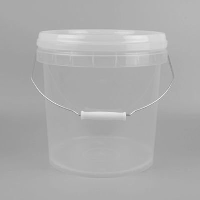 Kapaklı şeffaf plastik kova 5 gallon metal sapı ile