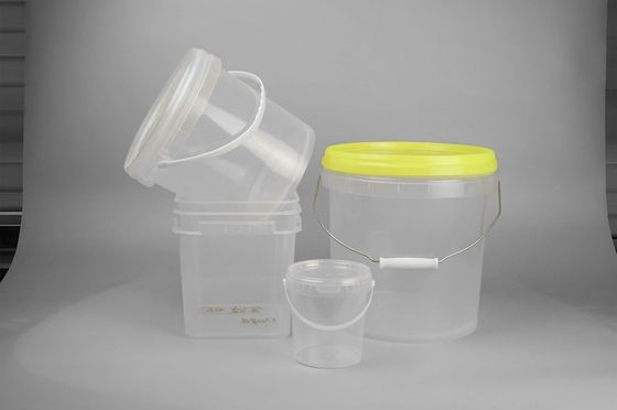 Kapaklı şeffaf plastik kova 5 gallon metal sapı ile